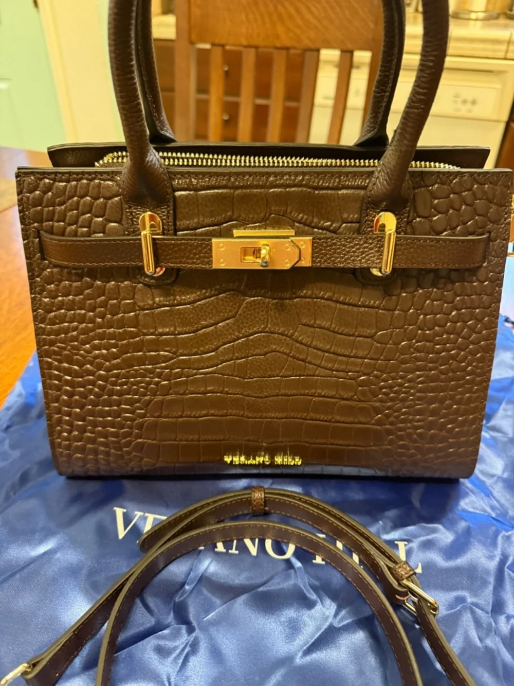 NWOT Verano Hill Marseille Dark Brown Leather Handbag